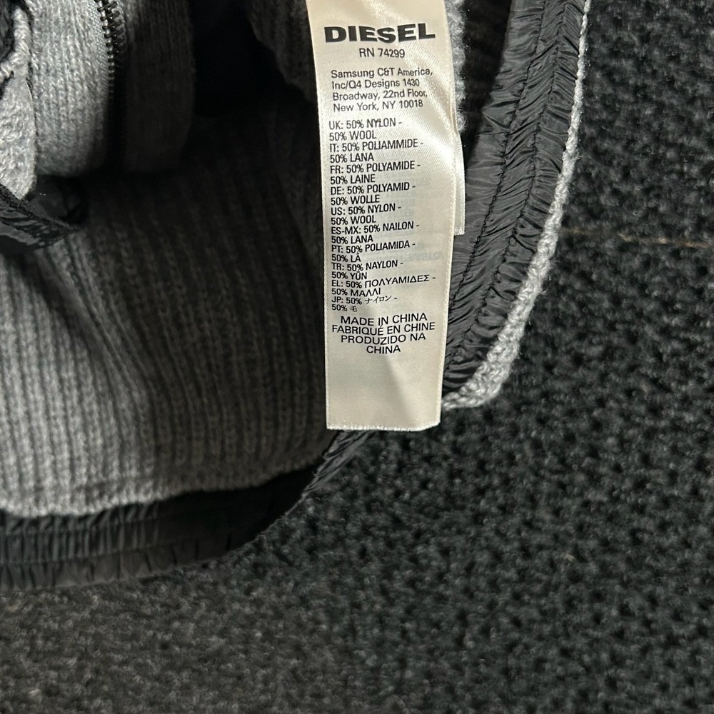 Diesel Boys Grey‎ Wool Blend Cable Knit Full Zip Hooded Cardigan Sweater Size 10 - Picture 3 of 7
